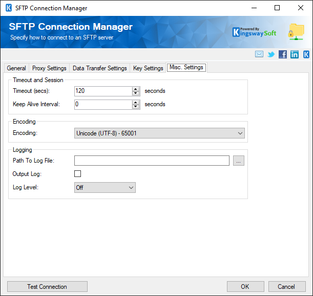 SFTP Connection Manager - Misc Settings